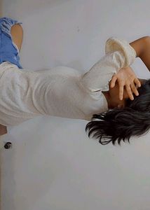 White Shoulder Cut Top