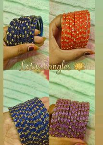 Colorful Lotus Bangles - Set of 4