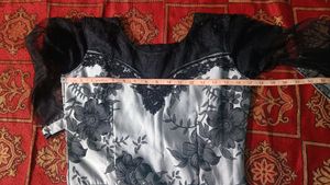 Black And Steel Grey Indowestern Gown