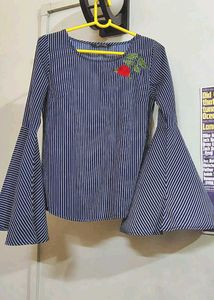 Striped Bell Sleeve Top