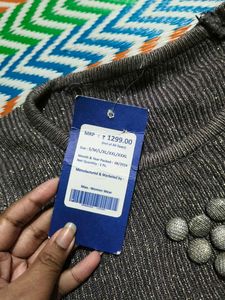 Gray Knit shimmery peplum sweater top