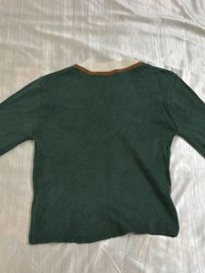 Green V-Neck Korean Sweater
