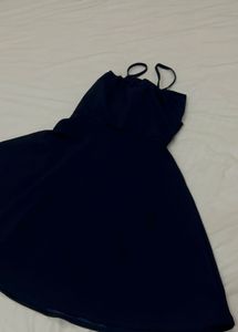 Navy Blue Lace-Up Mini Dress