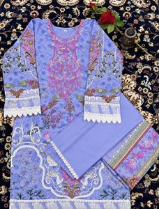 Lavender Kurta Set with Intricate Embroide