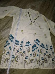 White Floral Print Kurta Set
