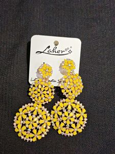 Stunning Yellow Floral Dangle Earrings