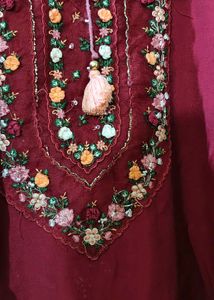 Indo Era Maroon Kurta Set.