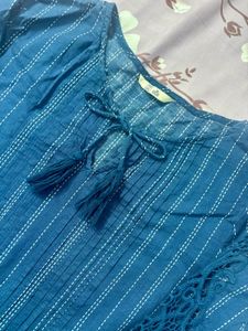 Blue Striped Peplum Kurta Top
