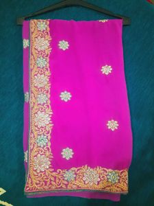 Gorgeous Pink Embroidered Saree