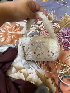 Cute  Fur Handbag with Butterfly