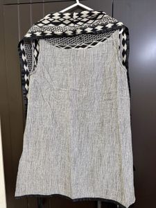 Boho Grey Shrug with Geometric Print