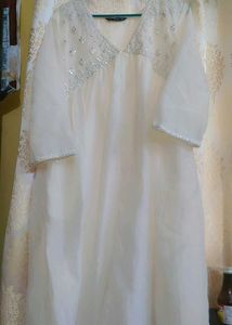 Elegant Cream Kurta with Mirror Work