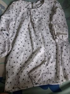 White Tunic with Dragonfly Print
