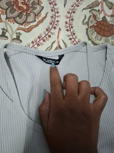 Ribbed Button-Up Long Sleeve Top