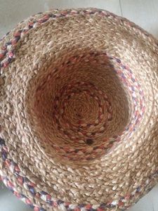 Woven Straw Hat with Colorful Trim