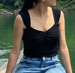 Chic Black Ruched Tank Top