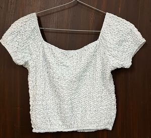 Cute Textured Puff Sleeve Top