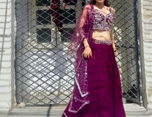 Elegant Purple Embellished Lehenga Choli
