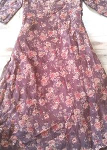 Elegant Floral Print Anarkali Gown