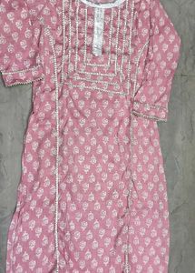 Pink Block Print mirghan Kurta