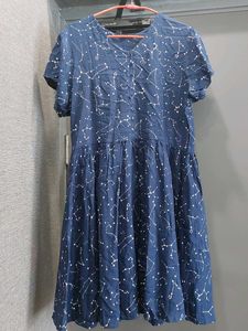 Blue Constellation Print Dress for Women