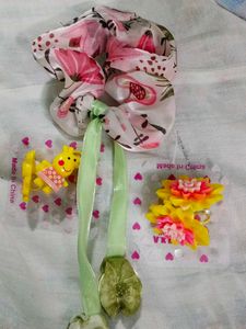 💗Floral Scrunchie & Cute Hair band Set💗
