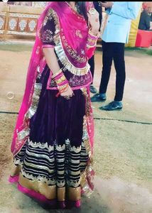 Embroidered Velvet Lehenga Choli Set