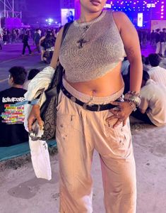 y2k vintage studded cargo capri style pants