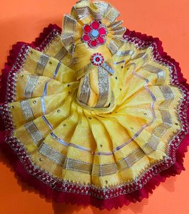 Laddu Gopal Fancy Dress Fabric Net Colour Yellow