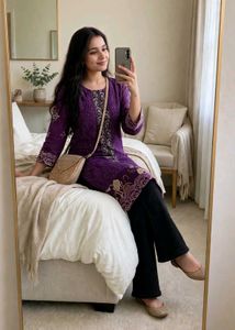 Elegant Purple Embroidered Kurti
