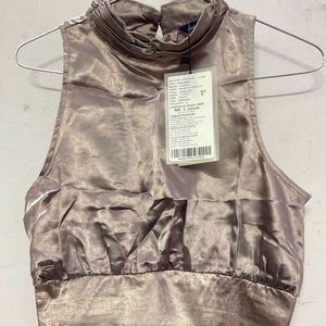 Satin Mock Neck Sleeveless Top
