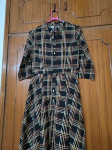 Stylish Buttoned Plaid Midi Dress