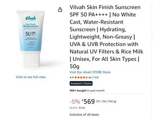 Vilvah Skin Finish Sunscreen SPF 50 PA++++ | 50g