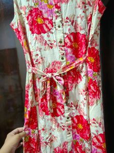 Floral Sleeveless Midi Shirt Dress