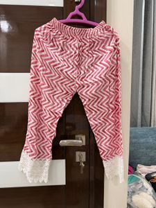 Red &amp; White Geometric Print Kurta