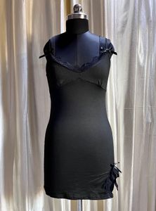 Black Lace Trim Mini Dress