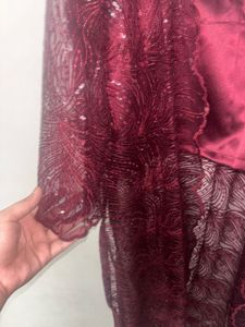 Elegant Burgundy Sequined Set