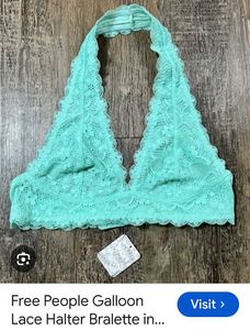 Free people Teal Lace Halter Bra