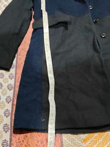 Men's Navy Blue Textured Blazer winter long korean
