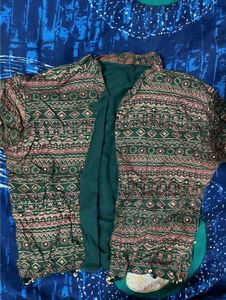 2 Piece Green Kurta/Gown Set