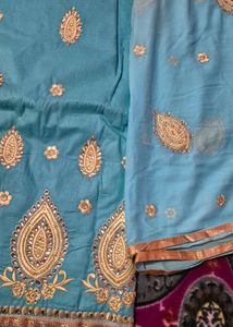 Embroidered Blue Salwar Suit Material