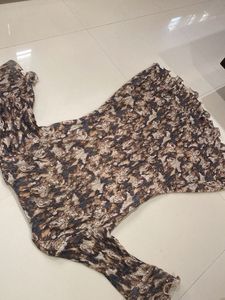 Pleated Floral Print Dress