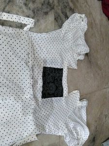 Polka Dot Blouse with Ruffled Sleeves