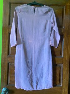 Sheer Pink Embellished Collar Dress
