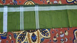 Green Saree with Silver Border