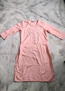 Peach Embroidered Kurta