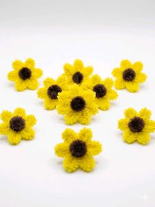 Handmade Pipe Cleaner Sunflower Miniatures - Set o