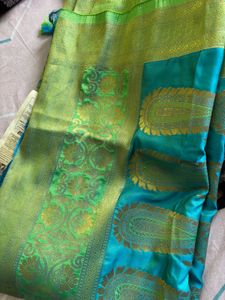 Elegant Teal &amp; Gold Silk Saree