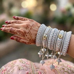 Exquisite Silver Bangles with Charms