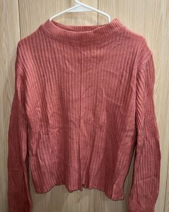 Pink Ribbed Korean Knit Bell Sleeve Top